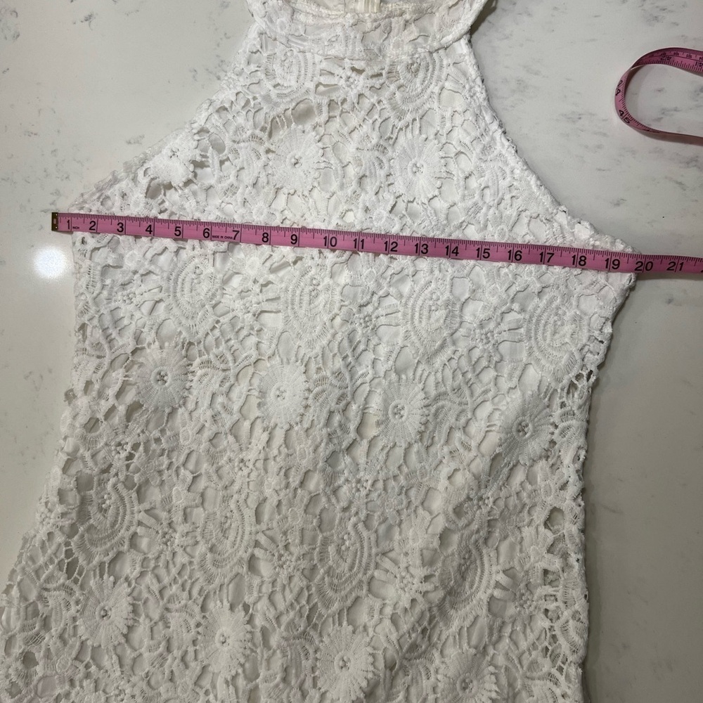 White Halter Sheath Midi Dress for Brides - Picture 9 of 11